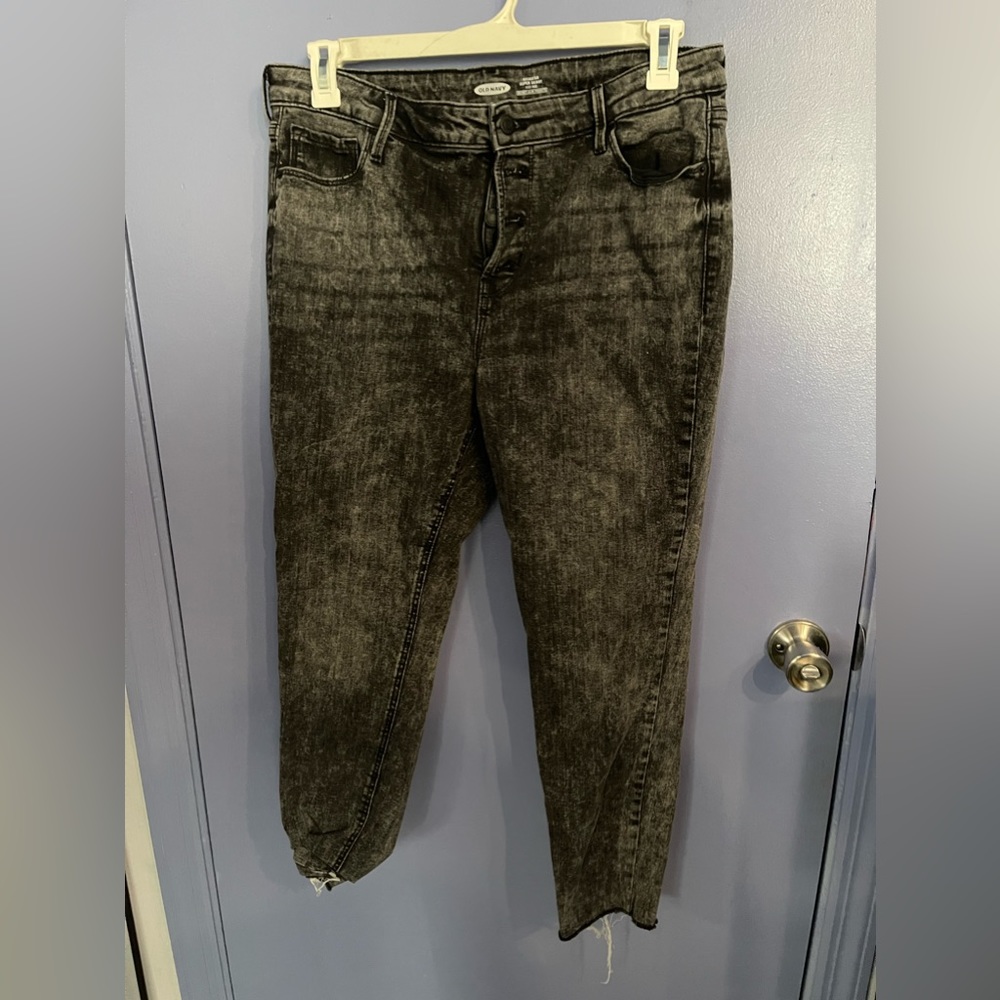Old Navy Rockstar Super Skinny High Rise gray black jeans